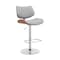 Armen Living Leland Adjustable Gray Faux Leather and Chrome Finish Bar Stool LCLEBAWAGR - alternate 1